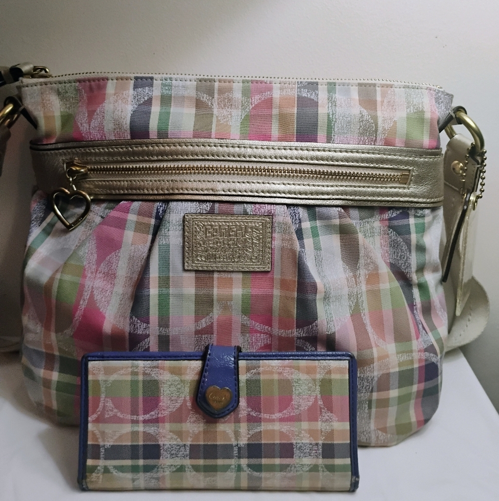 Coach Pastel Plaid Crossbody Bag